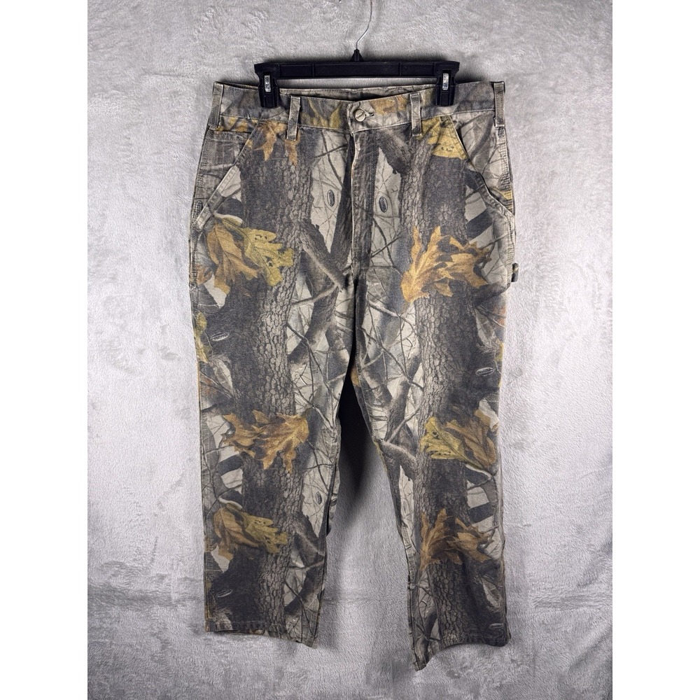Vtg Y2K Carhartt B158 CMO RealTree Camo Canvas Utility Carpenter Pants Sz 36x30